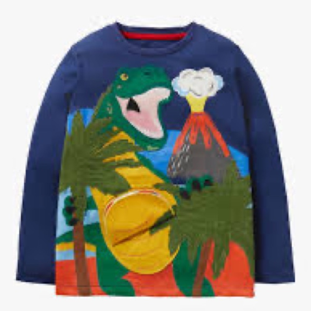 Mini Boden Kids' Double Flap Dinosaur Jersey Top